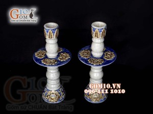 Đôi cây nến men rạn, cao 37cm