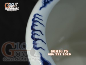 Bát hương men lam cổ vẽ Rồng, đường kính 30cm