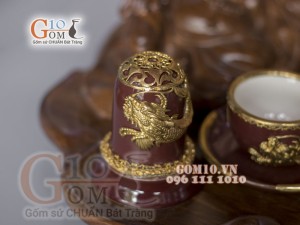 Bộ ấm chén rồng bọc đồng, đầy đủ phụ kiện 400ml