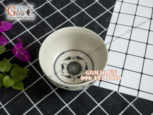 Bát cơm hoạ tiết hoa móc men bóng