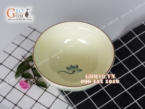 Bát tô men kem vẽ sen xanh chỉ nâu Phi 20cm