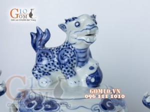 Bộ đỉnh hạc men lam cao cấp đỉnh 55cm