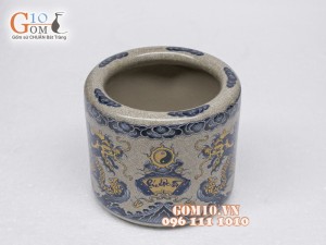 Bát hương men rạn Phúc Lộc Thọ phi 18