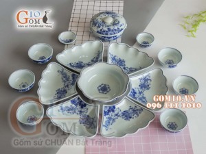 Bộ đồ ăn Hoa mặt trời vẽ hoa Sen dây, đầy đủ