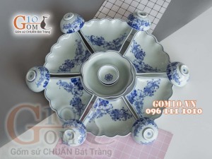 Bộ đồ ăn Hoa mặt trời vẽ hoa Sen dây