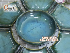 Bộ đĩa hoa mặt trời cuốn thư men hỏa biến size 45cm