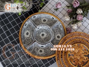 Bộ khay sứ đựng thức ăn họa tiết dây nhuyễn cổ tràm