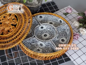 Bộ khay sứ đựng thức ăn họa tiết dây nhuyễn cổ tràm