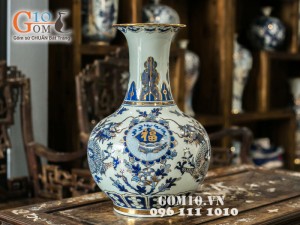 Lọ tỏi vẽ rồng chầu chữ phúc 50cm Lọ tỏi vẽ rồng chầu chữ phúc 50cm