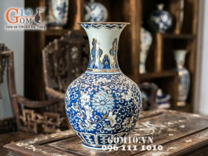 Lộc bình vẽ phù dung vàng kim 44cm Lộc bình vẽ phù dung vàng kim 44cm