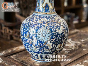 Lộc bình vẽ phù dung vàng kim 44cm Lộc bình vẽ phù dung vàng kim 44cm