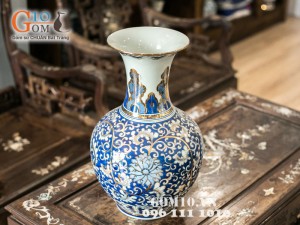 Lộc bình vẽ phù dung vàng kim 44cm Lộc bình vẽ phù dung vàng kim 44cm