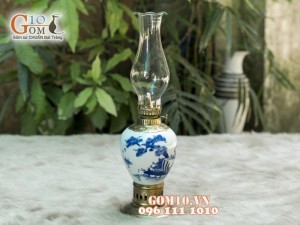 Đèn dầu men rong cổ dáng Lê thấp