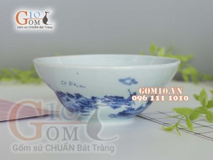 Bát tô yêu men cổ vẽ Sơn Thủy, đường kính 18cm