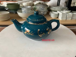 Ấm men xanh cổ vịt Phúc Lộc Thọ, dung tích 350ml