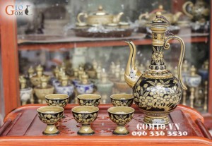 Ấm rượu vẽ đào lá Cao 27cm