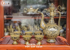 Ấm rượu vẽ hoa dây Cao 27cm