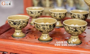 Ấm rượu vẽ hoa dây Cao 27cm