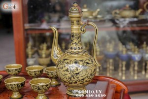 Ấm rượu vẽ hoa dây Cao 27cm