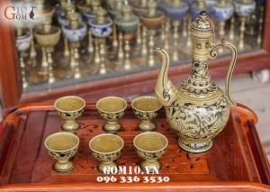 Ấm rượu vẽ hoa dây Cao 27cm