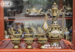 Ấm rượu vẽ hướng dương Cao 27cm