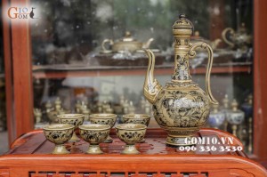 Ấm rượu vẽ sen Cao 27cm