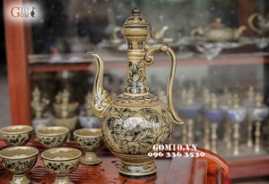 Ấm rượu vẽ sen Cao 27cm