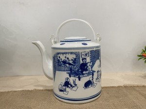 Ấm tích men trắng hoạ tiết Ông Đồ dạy học, dung tích 5L