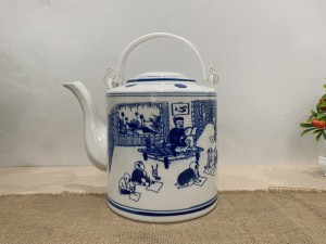 Ấm tích men trắng hoạ tiết Ông Đồ dạy học, dung tích 5L