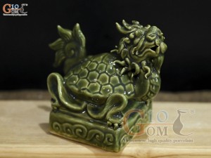 Ấn Long Quy men ngọc, cao 12cm