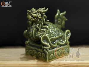 Ấn Long Quy men ngọc, cao 12cm