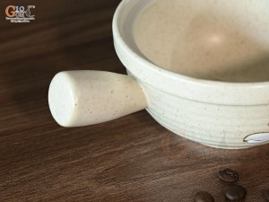 Bát chuôi men kem tấm vẽ Bạch Liên, đường kính 12cm