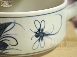 Âu cơm cao men rạn họa tiết chuồn khoai, đường kính 16cm