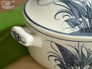 Âu cơm cao men rạn họa tiết chuồn khoai, đường kính 16cm