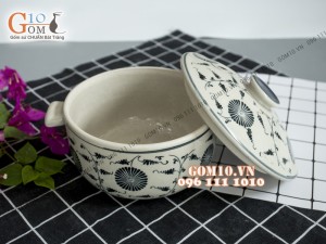 Âu cơm hoạ tiết hoa móc men bóng, đường kính 16cm