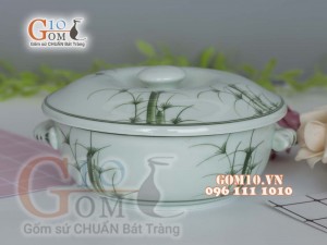 Âu cơm men cổ vẽ Cỏ Xanh, đường kính 16cm