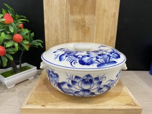 Âu cơm men cổ vẽ hoa Sen đường kính 20cm