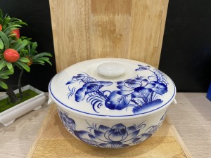 Âu cơm men cổ vẽ hoa Sen đường kính 20cm