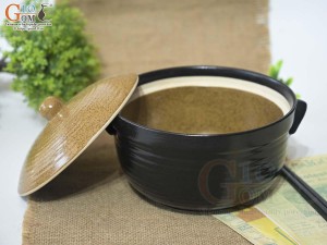 Âu cơm men gốm vàng, 18cm