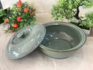 Âu cơm men hỏa biến xanh ngọc cổ, 20cm