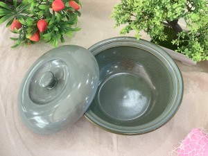 Âu cơm men hỏa biến xanh ngọc cổ, 20cm