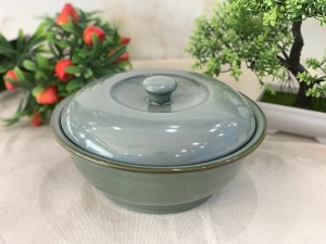 Âu cơm men hỏa biến xanh ngọc cổ, 20cm