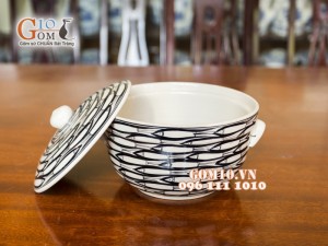 Âu cơm men kem vẽ cá đàn Phi 20cm