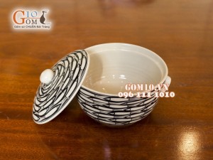 Âu cơm men kem vẽ cá đàn Phi 20cm