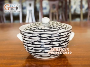 Âu cơm men kem vẽ cá đàn Phi 20cm