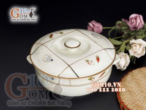 Âu cơm men kem vẽ Cà Rốt, đường kính 16cm