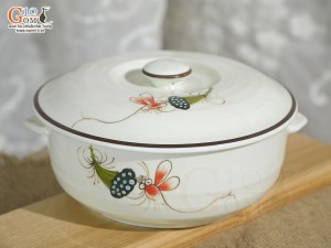 Âu cơm men kem vẽ Chuồn Sen, đường kính 16cm