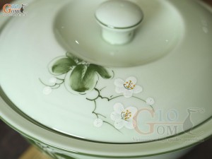 Âu cơm men ngọc vẽ hoa Bưởi trắng, đường kính 22cm