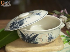 Âu cơm men rạn họa tiết chuồn khoai, đường kính 16cm