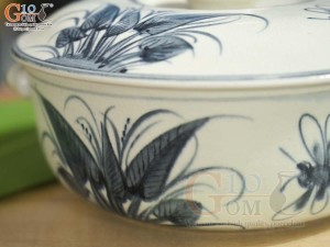 Âu cơm men rạn họa tiết chuồn khoai, đường kính 16cm